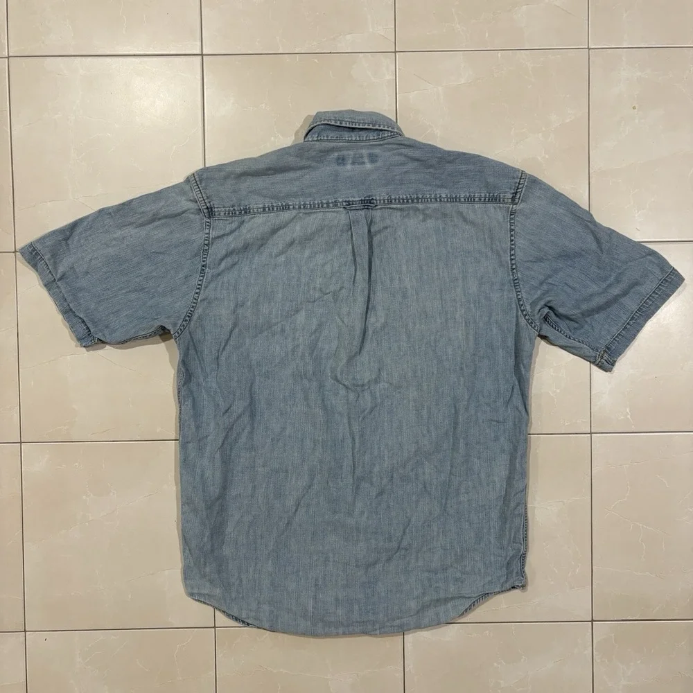 Vintage 90s Banana Republic Denim Button Shirt Men's M Rockabilly Western Light